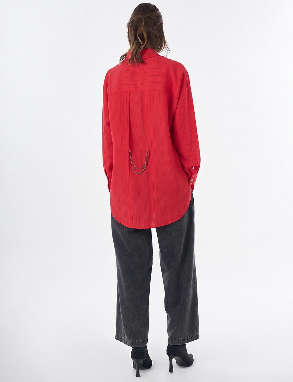 Striped Lyocell Tunic - Red