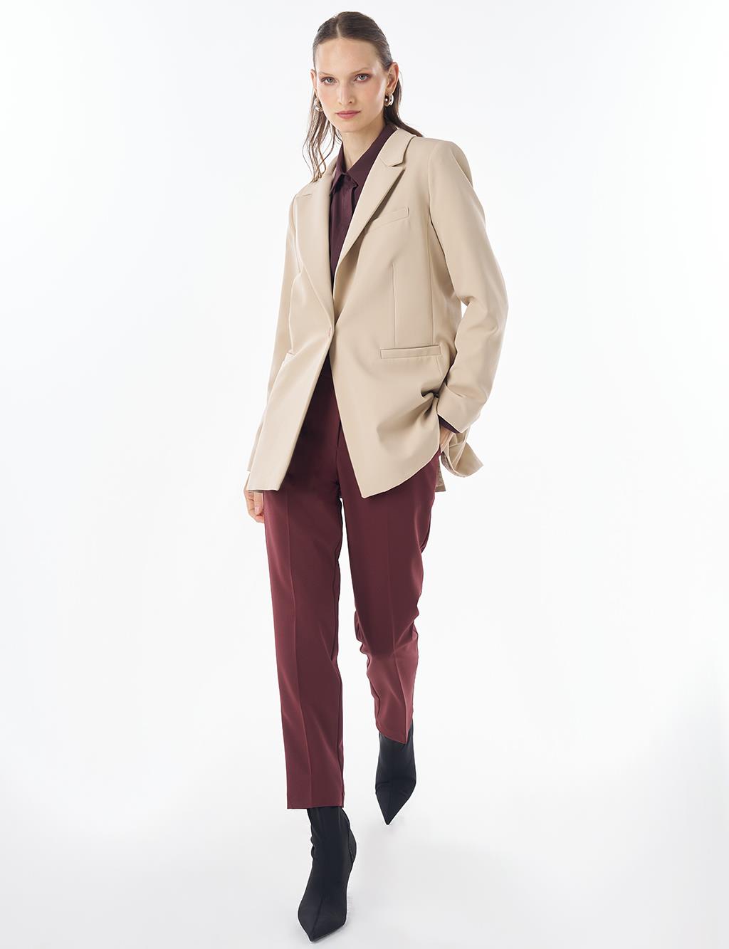 Single-Button Basic Blazer - Stone