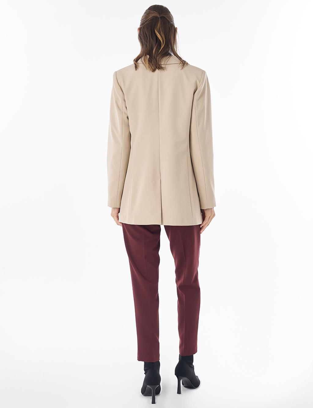 Single-Button Basic Blazer - Stone
