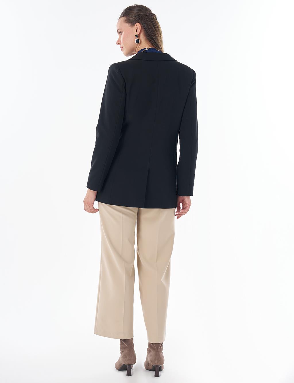Single-Button Basic Blazer - Black