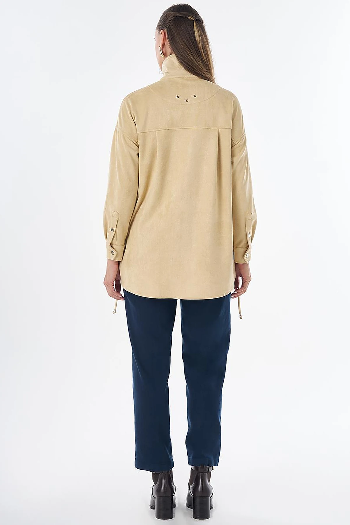 Stand Collar Suede Tunic -Yellow