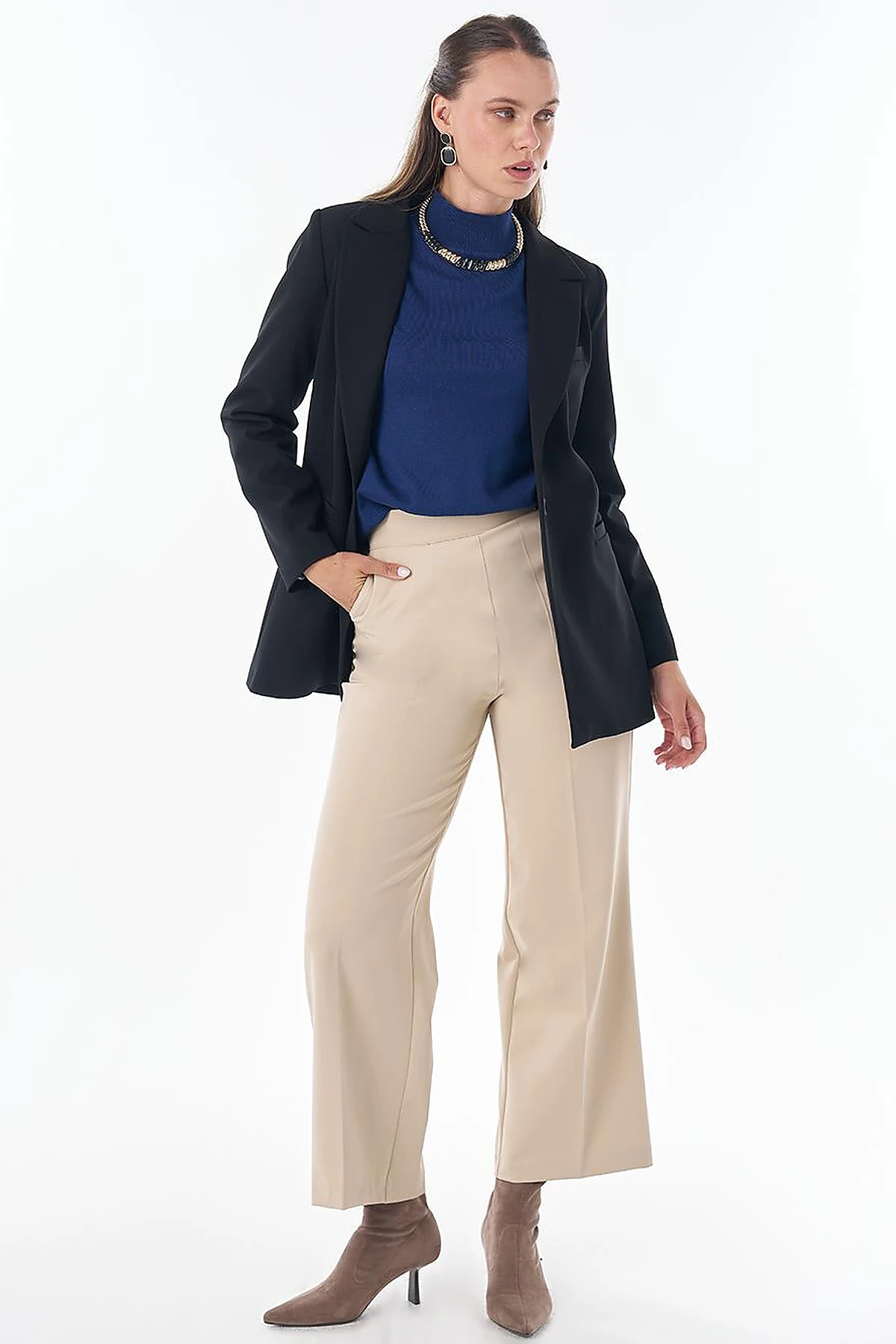 Single-Button Basic Blazer - Black