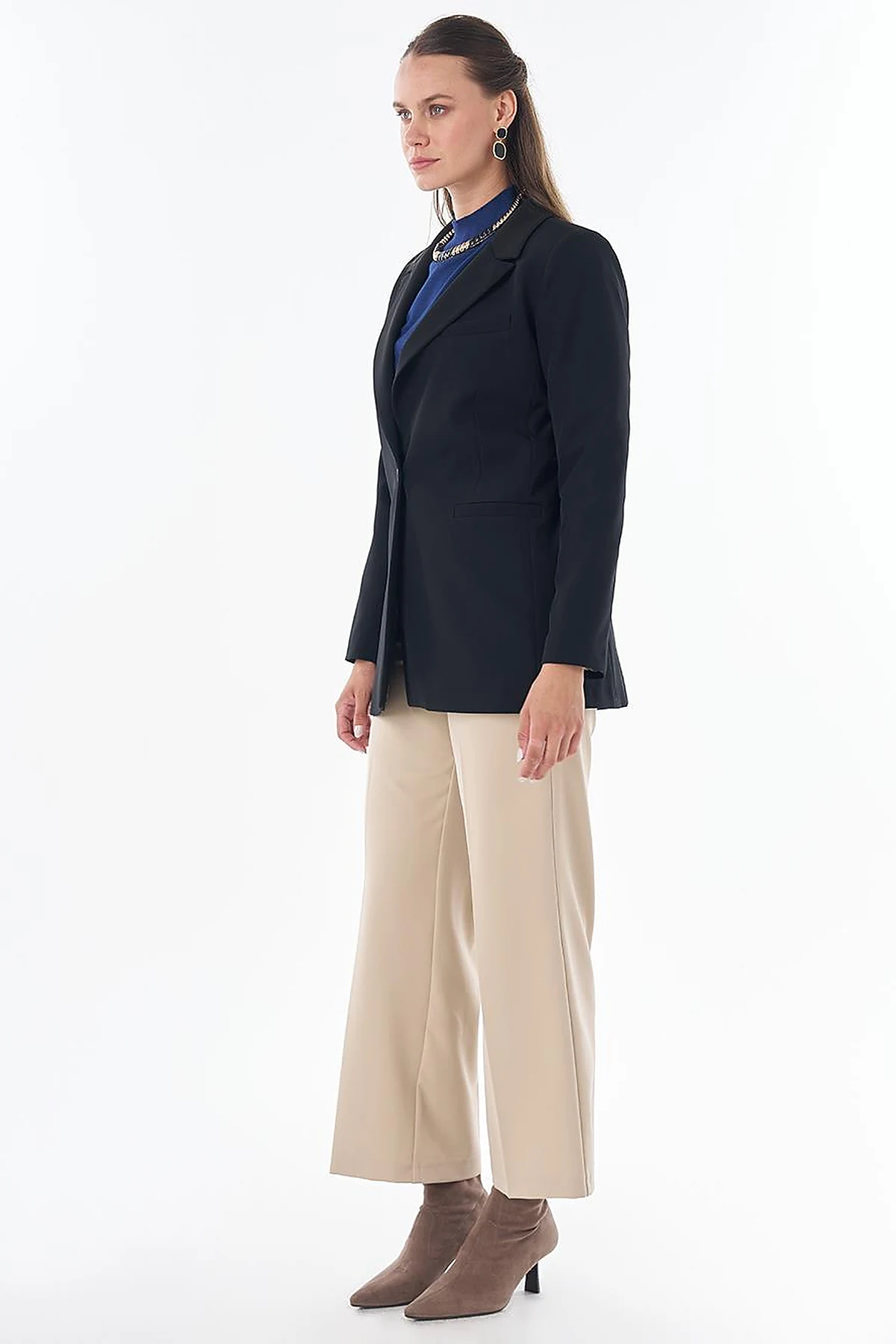Single-Button Basic Blazer - Black