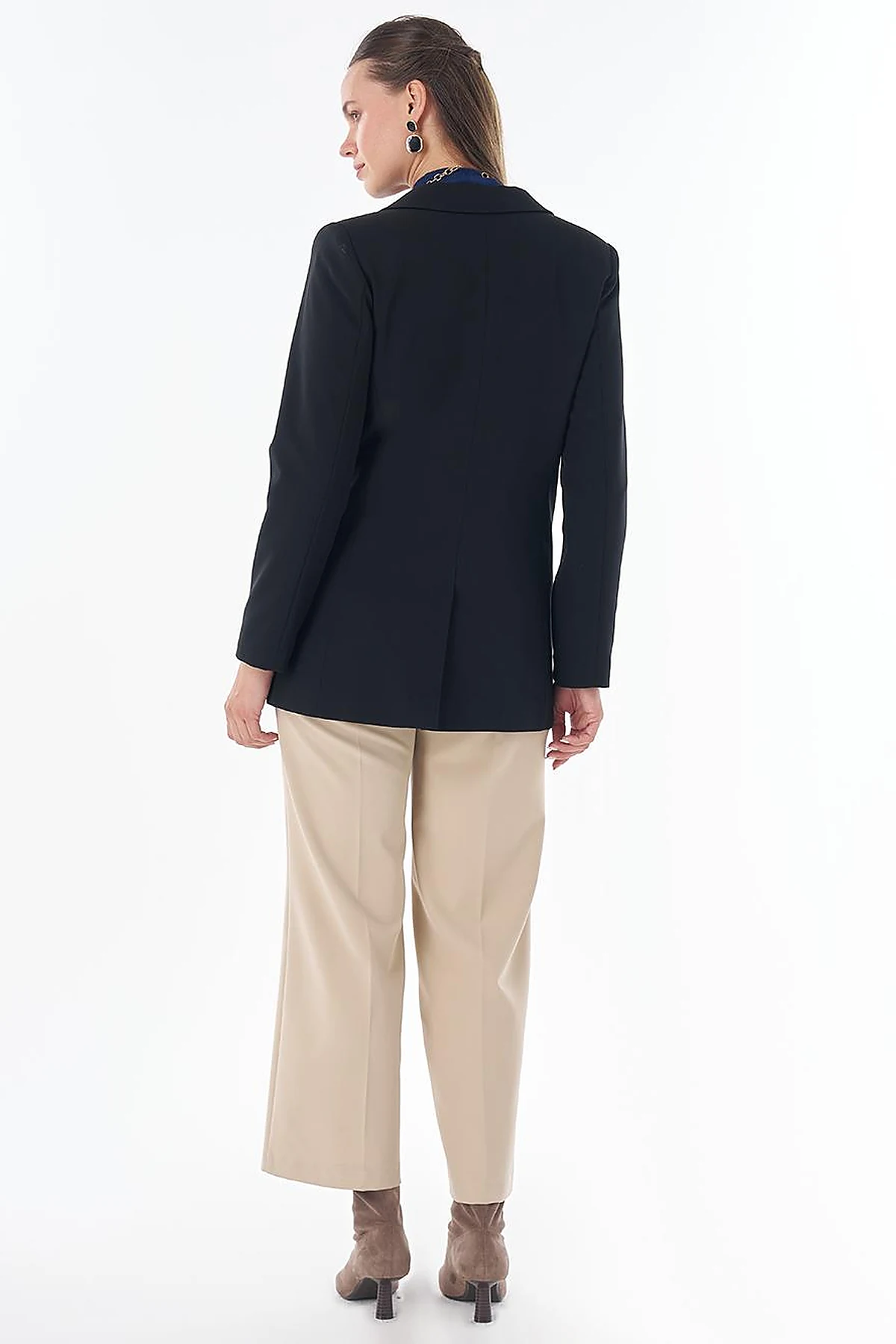 Single-Button Basic Blazer - Black