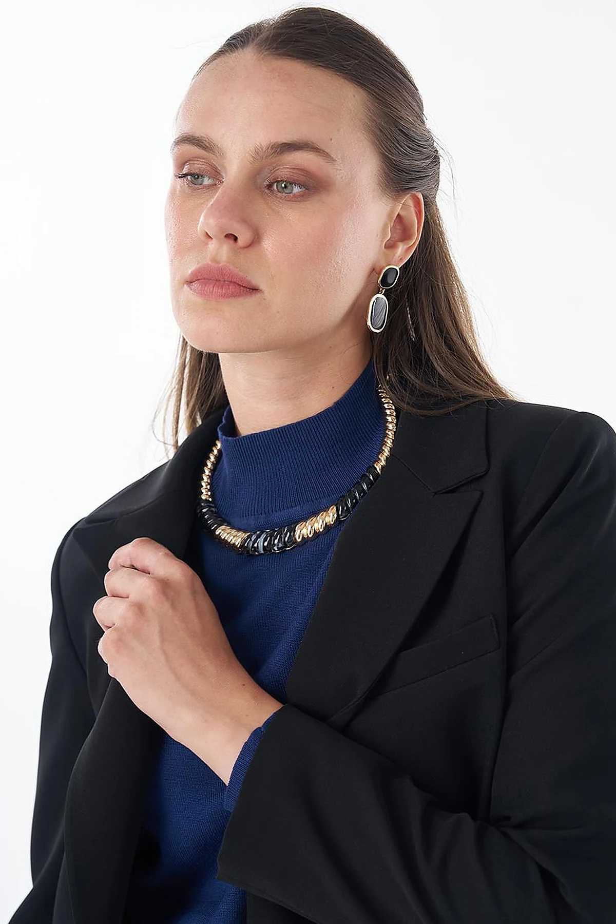 Single-Button Basic Blazer - Black