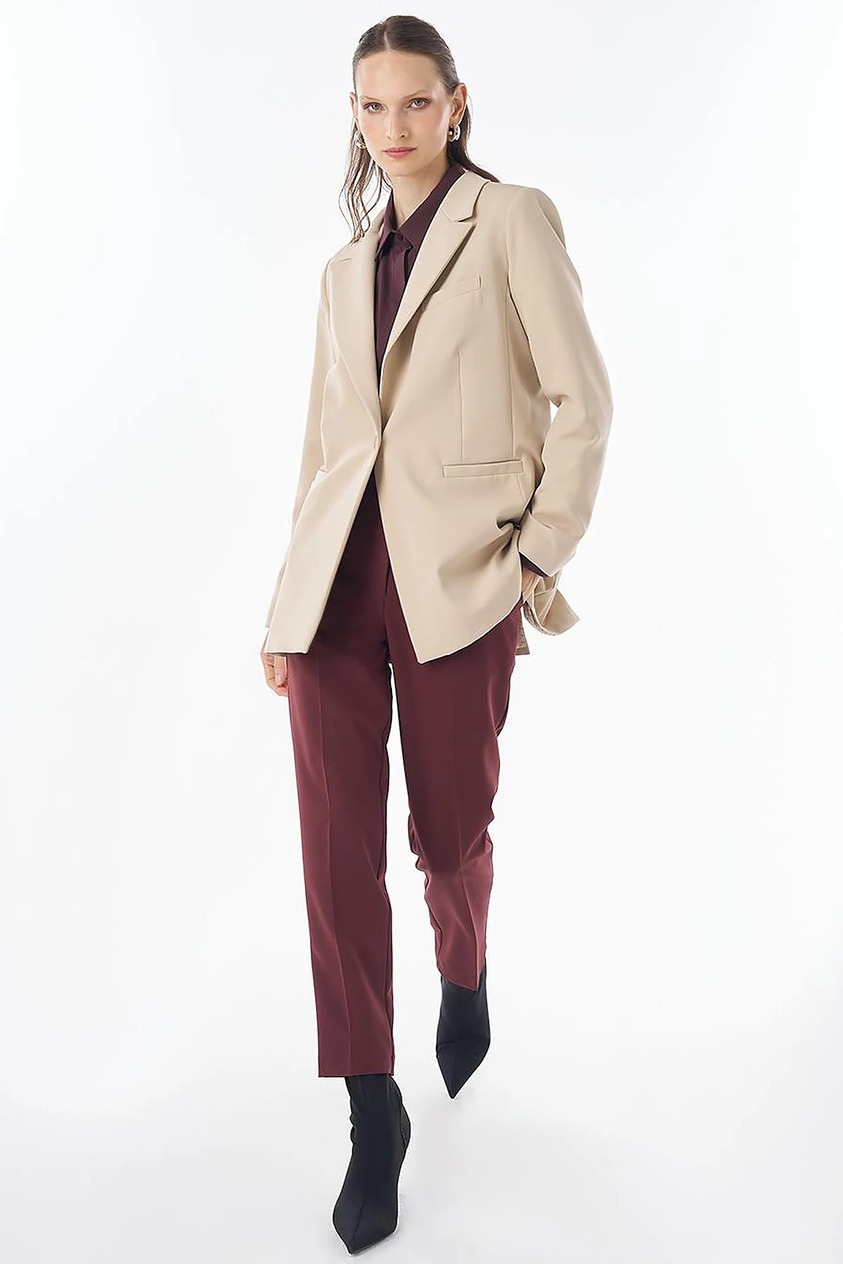 Single-Button Basic Blazer - Stone