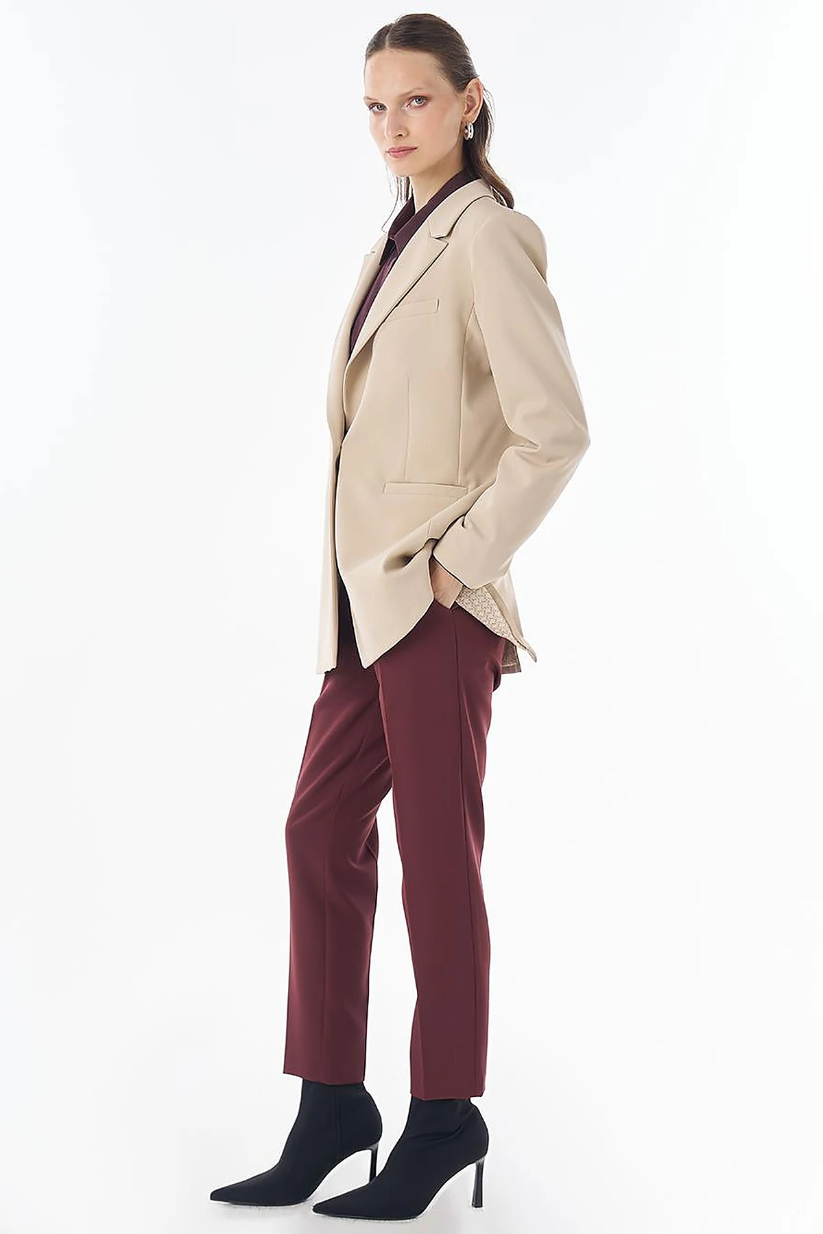Single-Button Basic Blazer - Stone