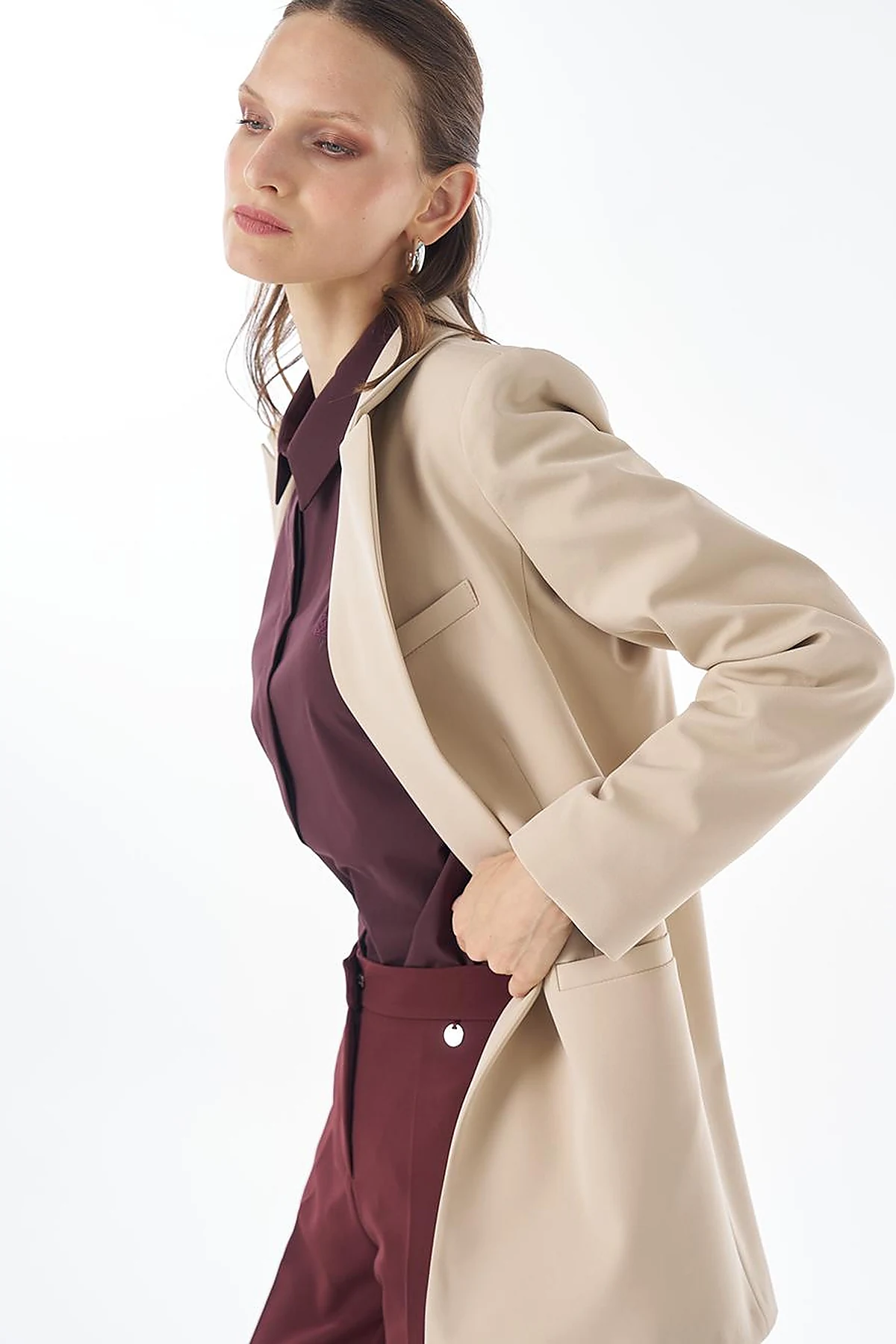 Single-Button Basic Blazer - Stone
