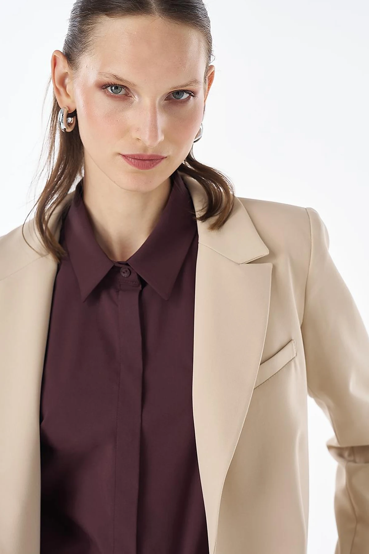 Single-Button Basic Blazer - Stone
