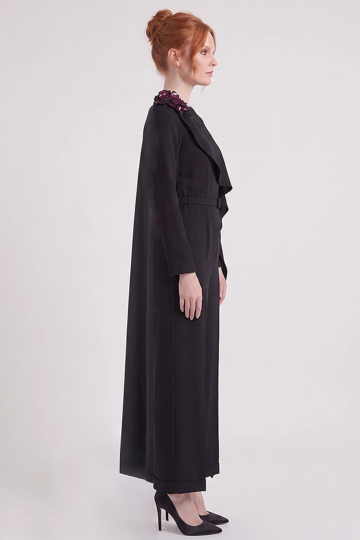 Elegant Embroidered Jumpsuit – Black