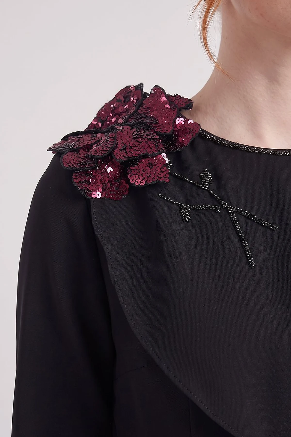 Elegant Embroidered Jumpsuit – Black
