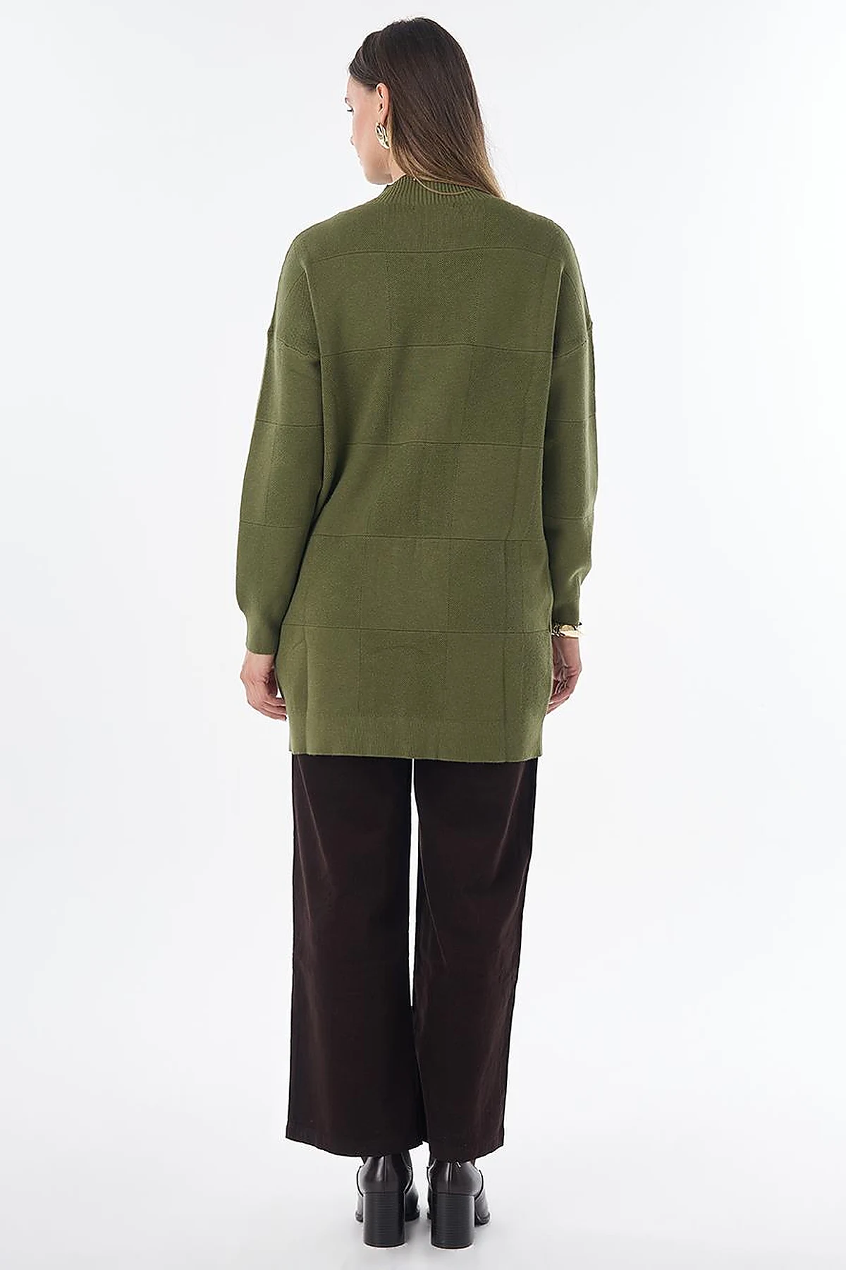 Square Pattern Knit Tunic –Green