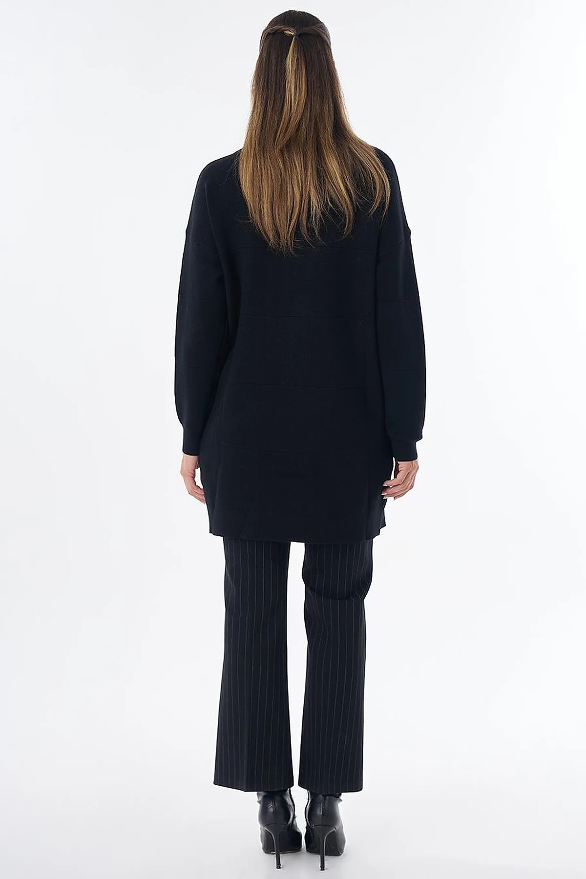 Square Pattern Knit Tunic – Black