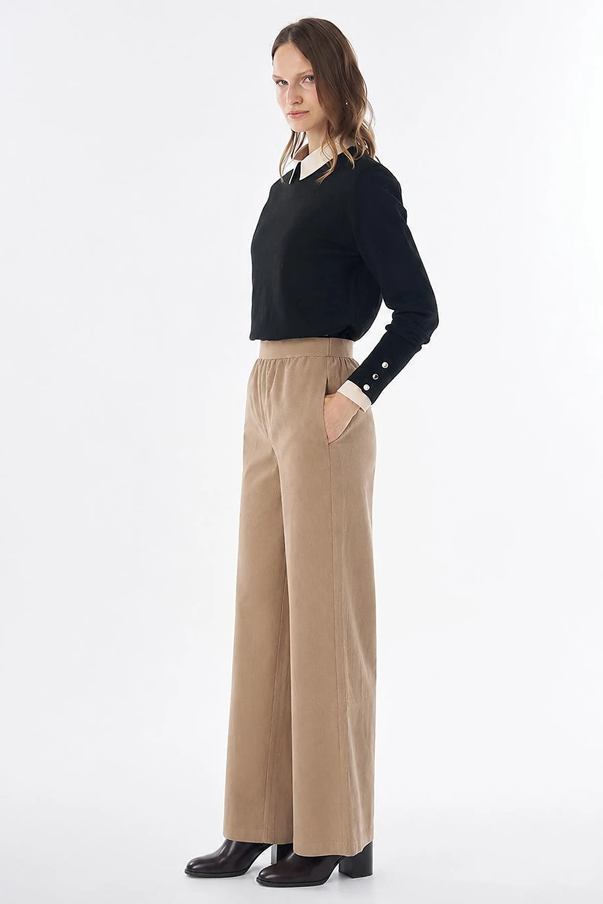 Elastic Waist Corduroy Trousers – Mink