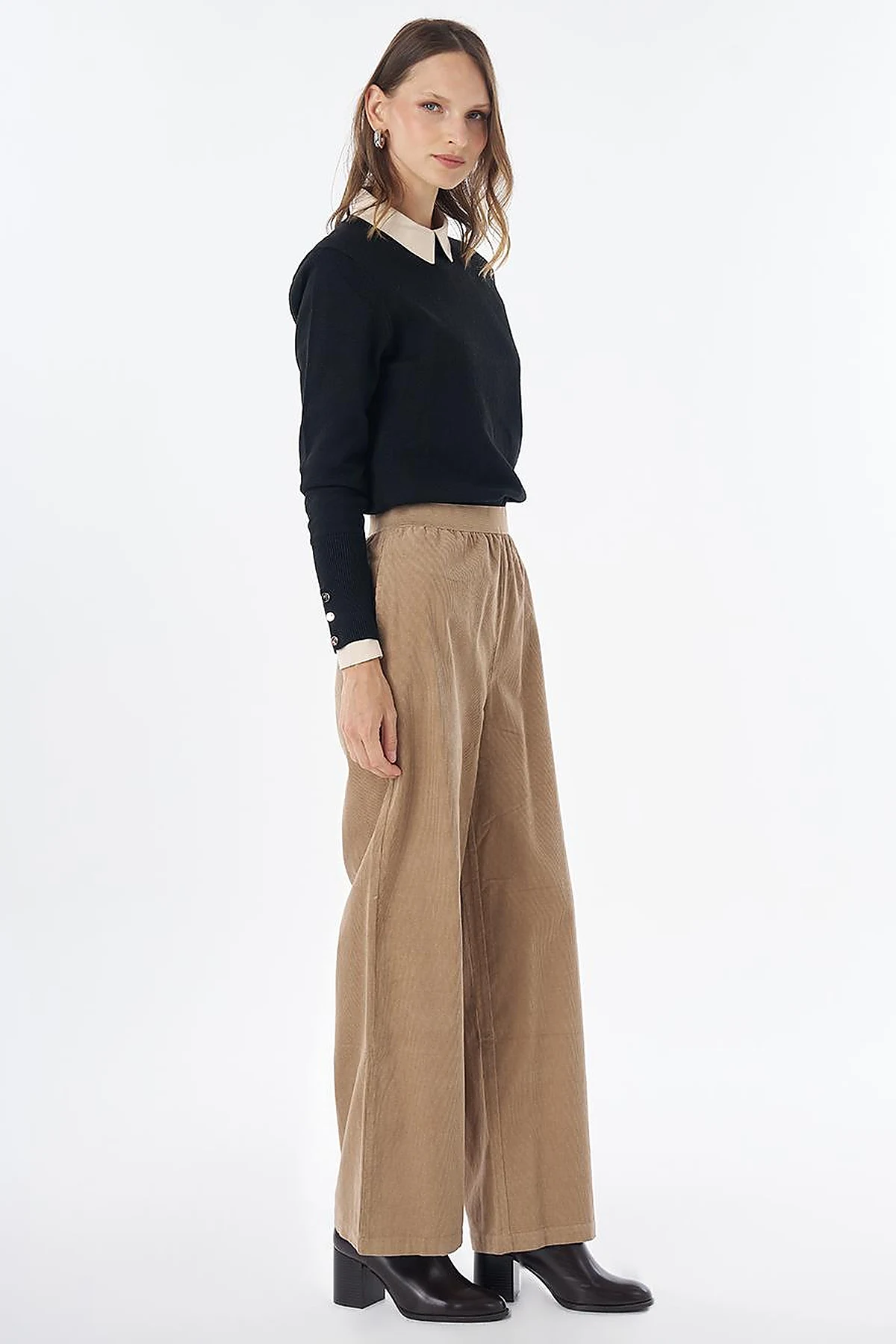 Elastic Waist Corduroy Trousers – Mink