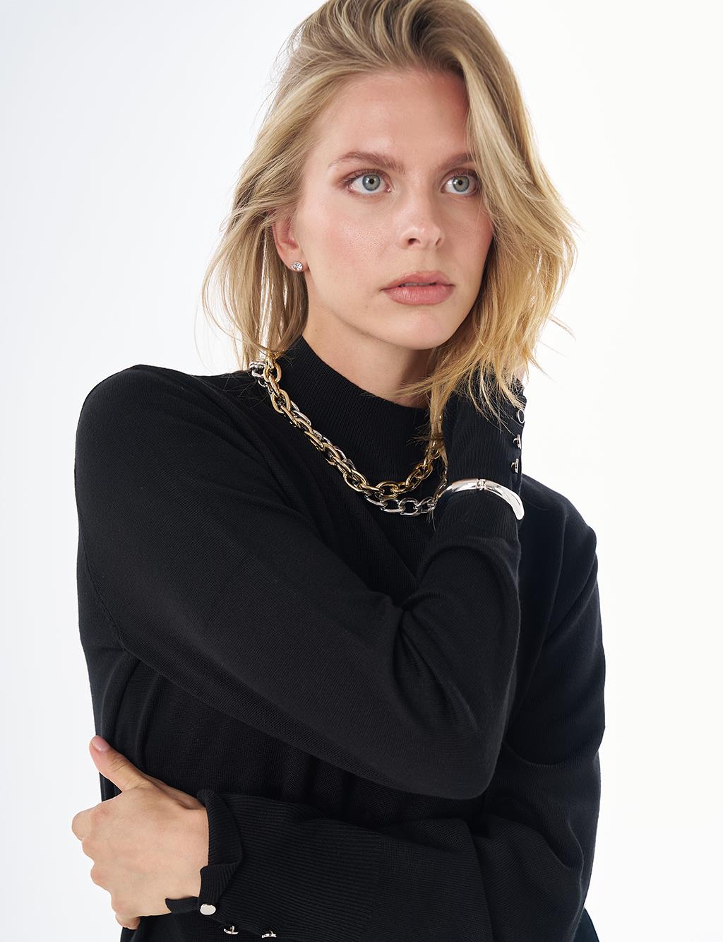 Basic Viscose Knit Sweater Black