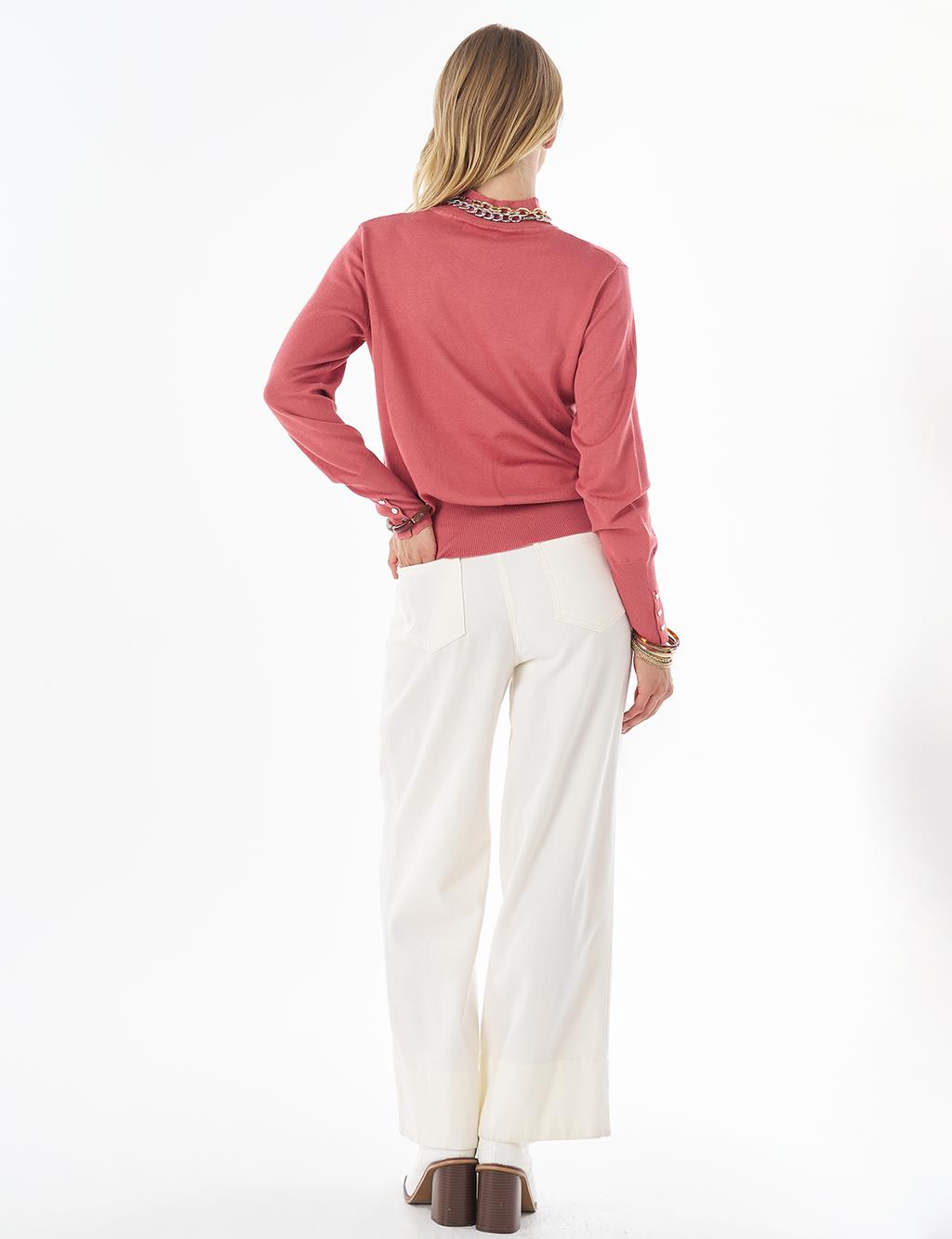 Basic Viscose Knit Sweater Dusty Rose 