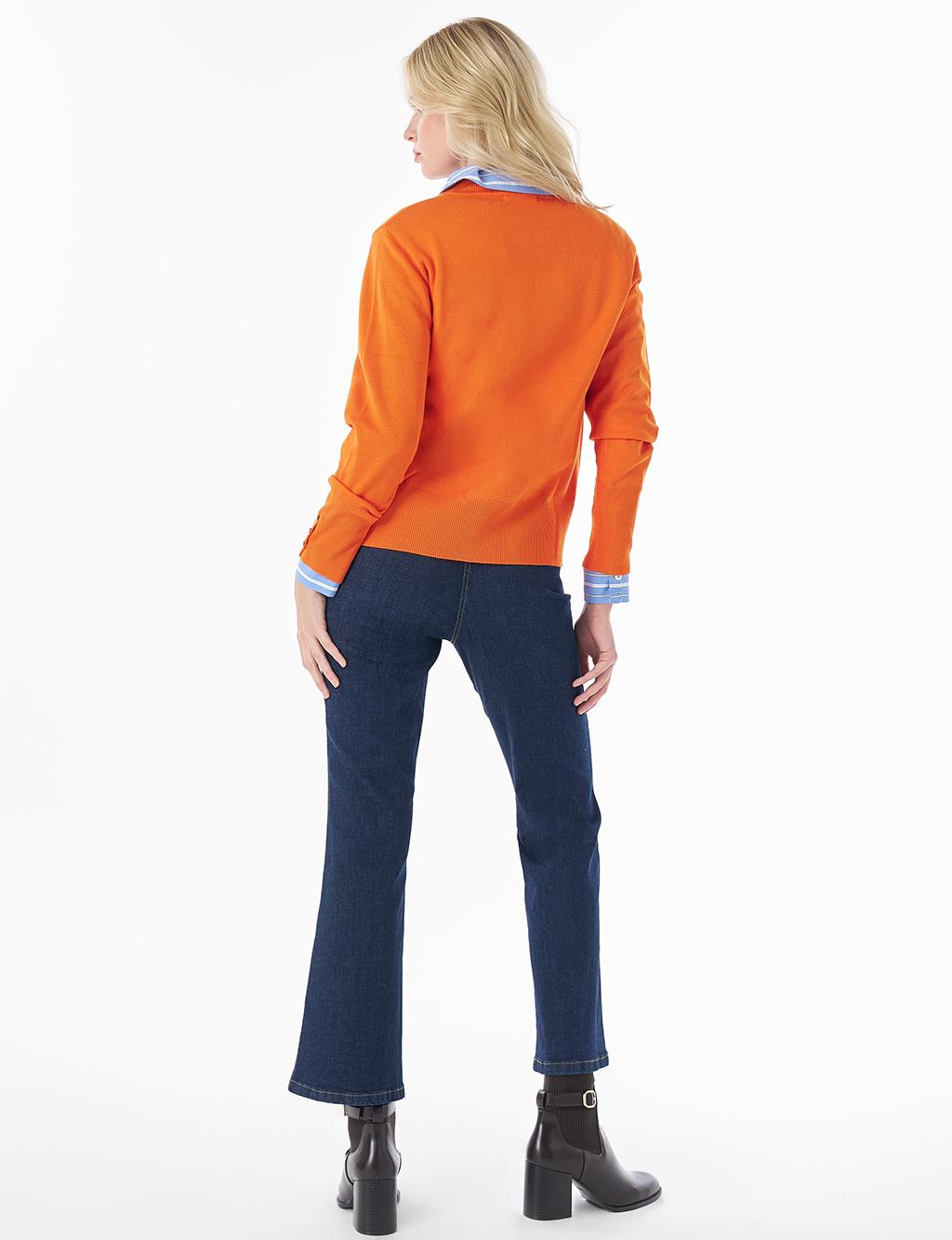 Basic Viscose Knit Sweater Orange
