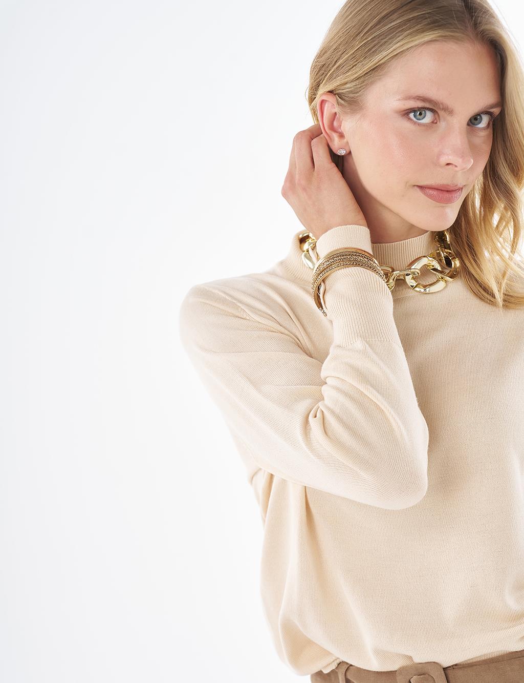 Basic Viscose Knit Sweater Stone 