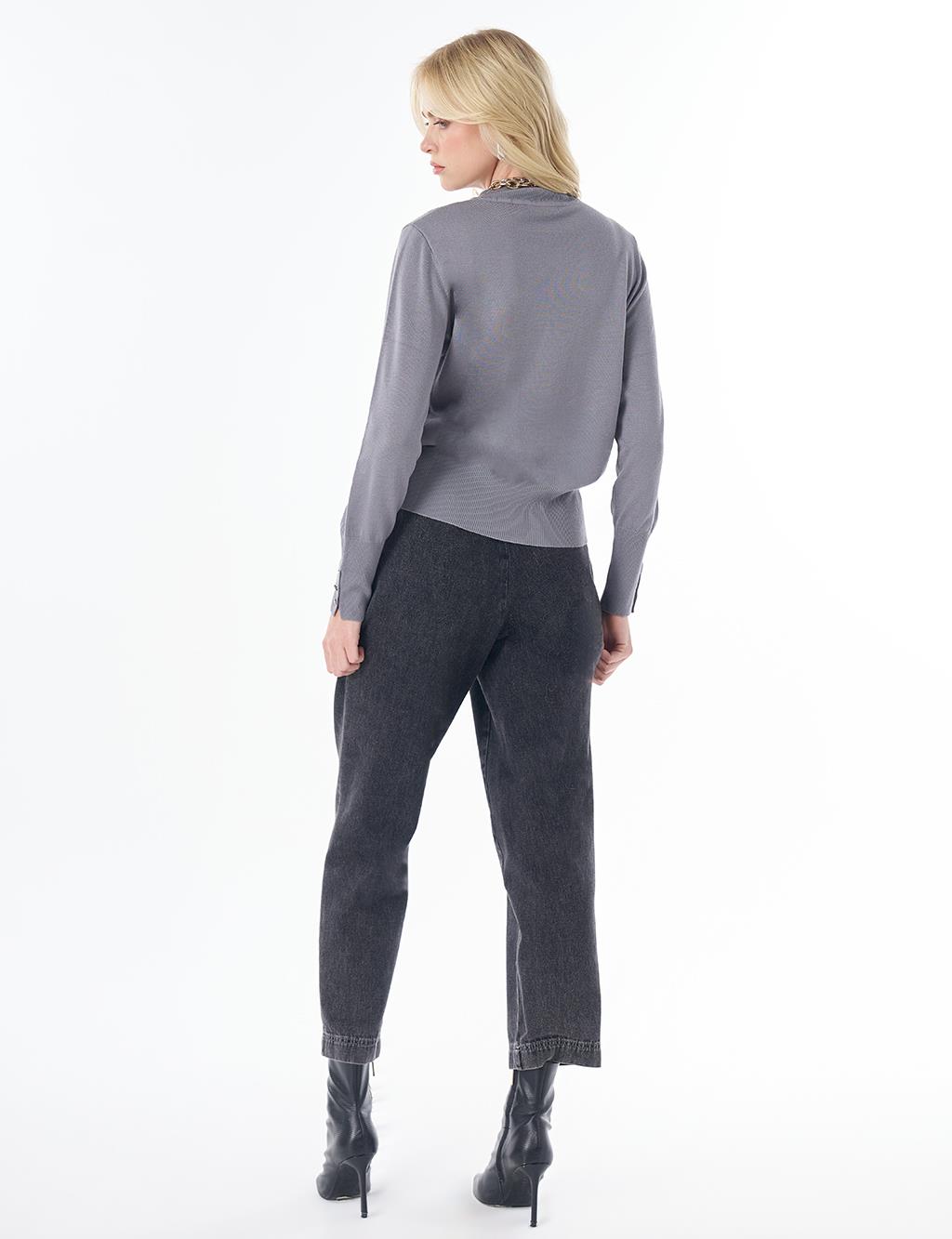 Basic Viscose Knit Sweater Gray