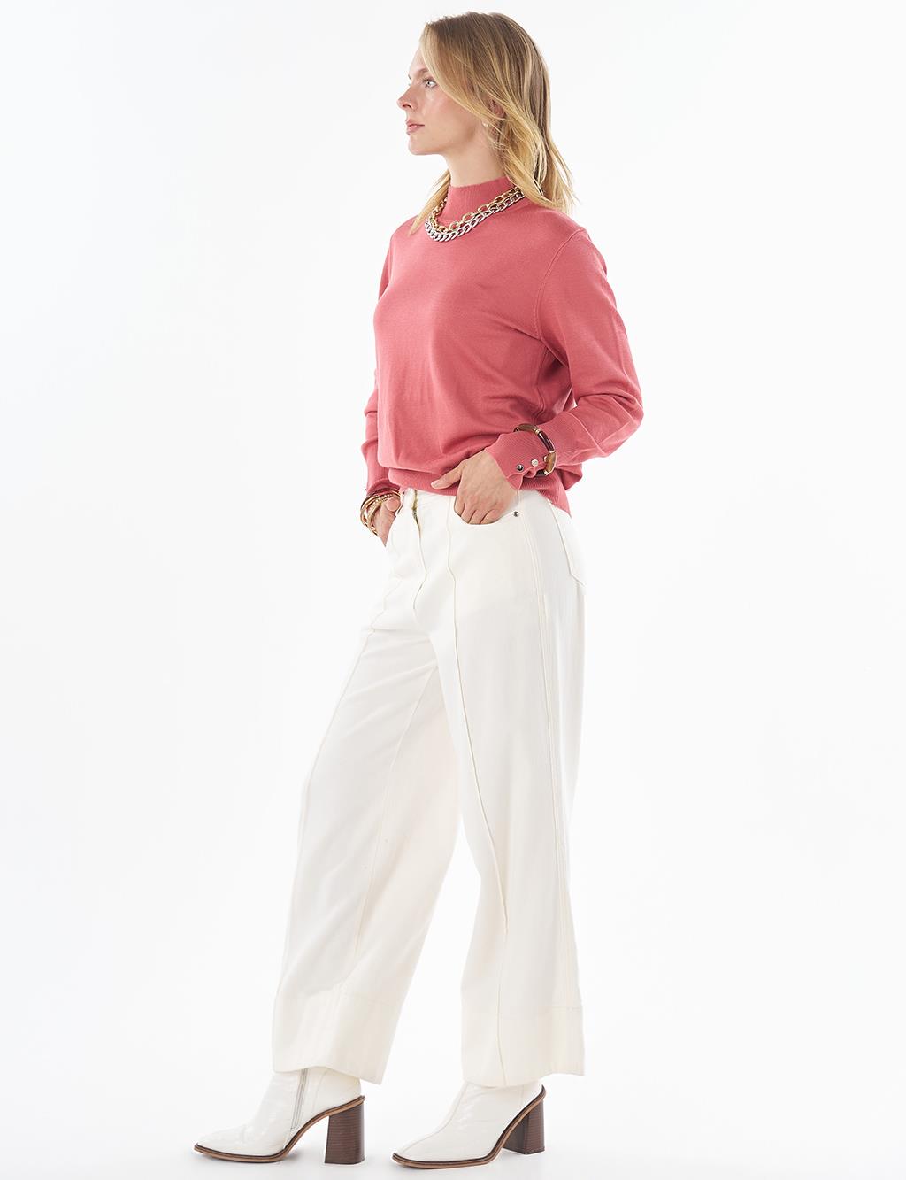 Basic Viscose Knit Sweater Dusty Rose 