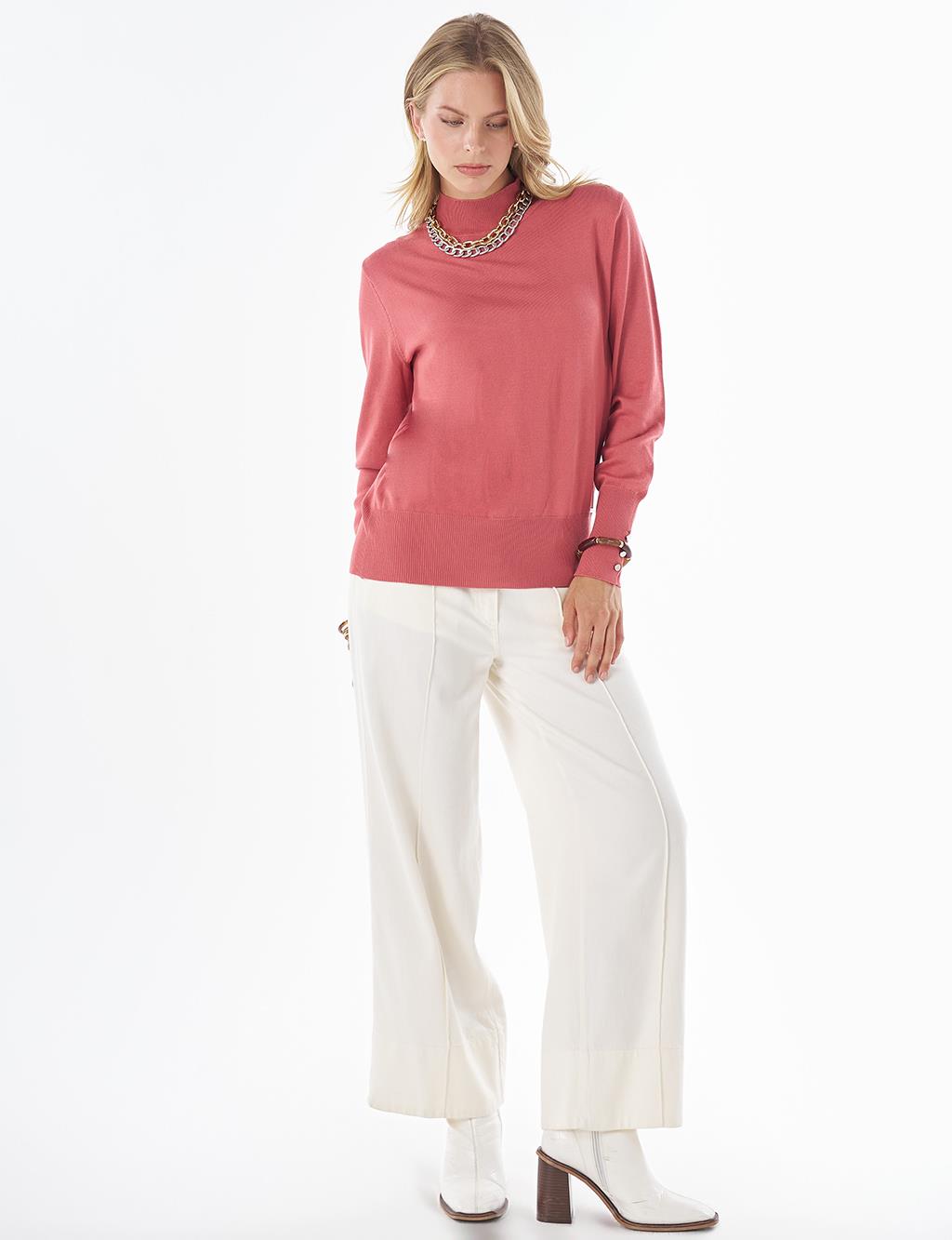 Basic Viscose Knit Sweater Dusty Rose 
