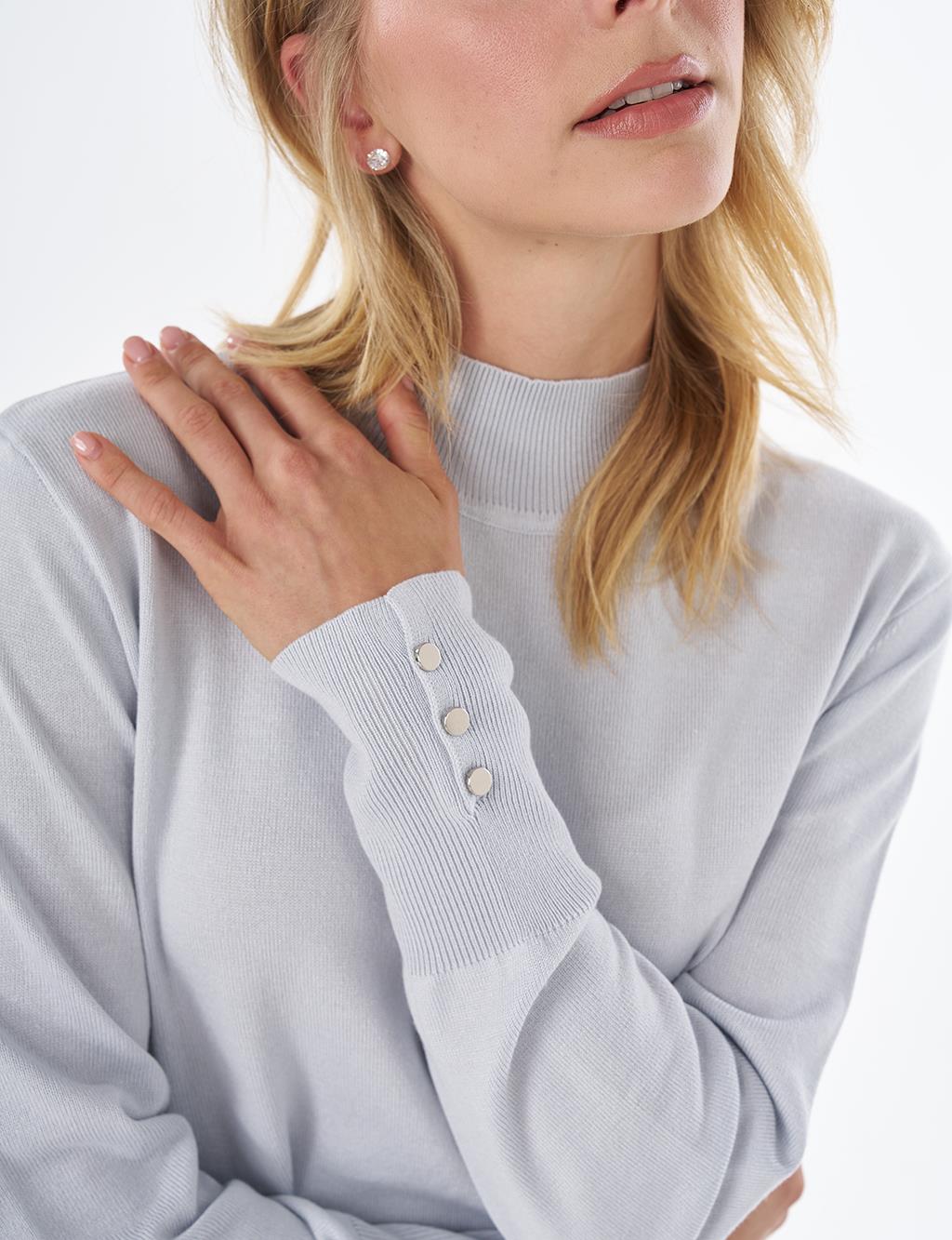 Basic Viscose Knit Sweater Light Blue