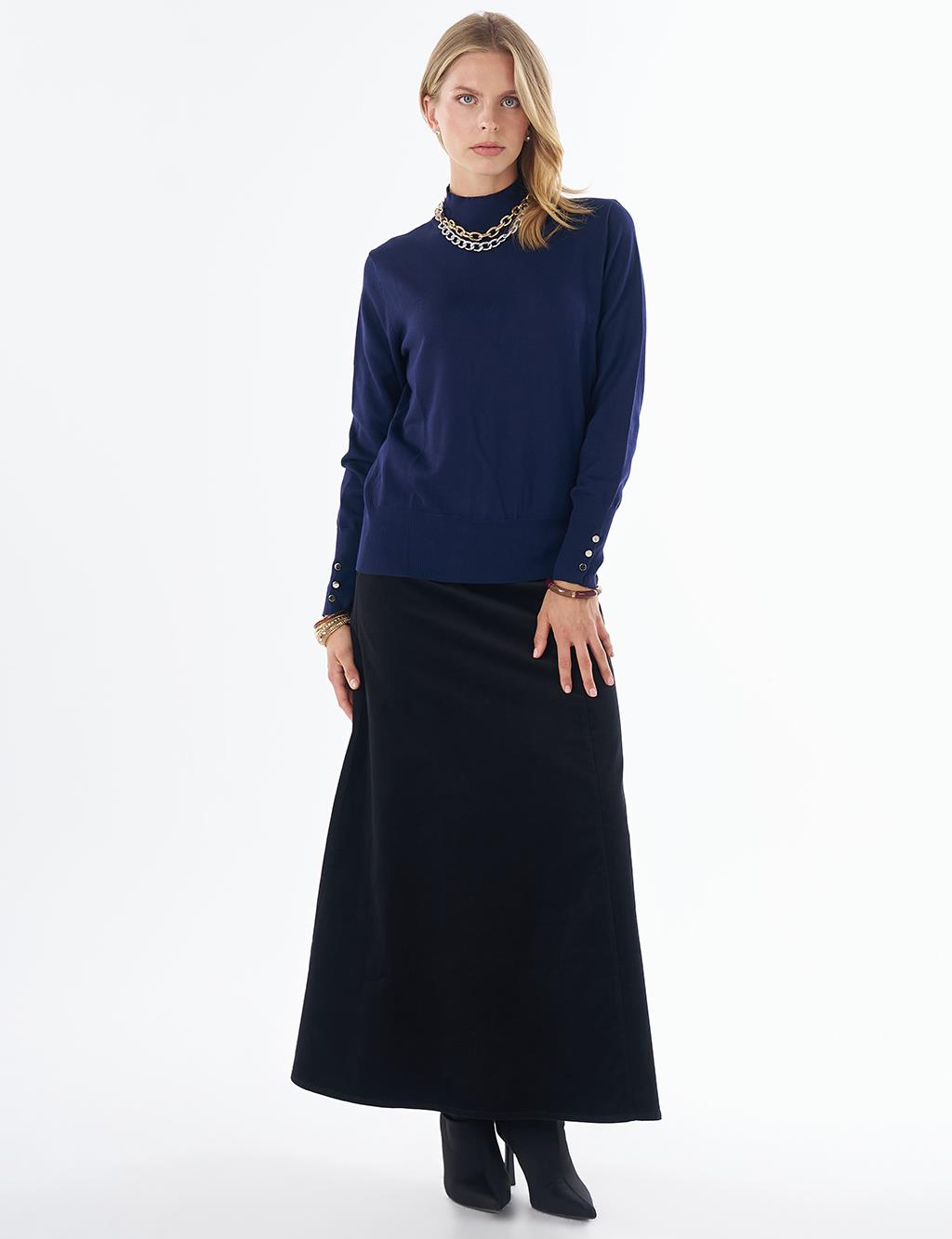 Basic Viscose Knit Sweater Navy 