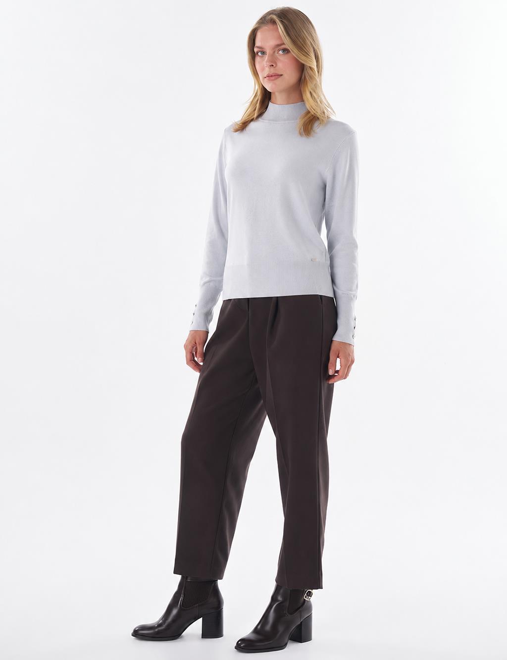 Basic Viscose Knit Sweater Light Blue