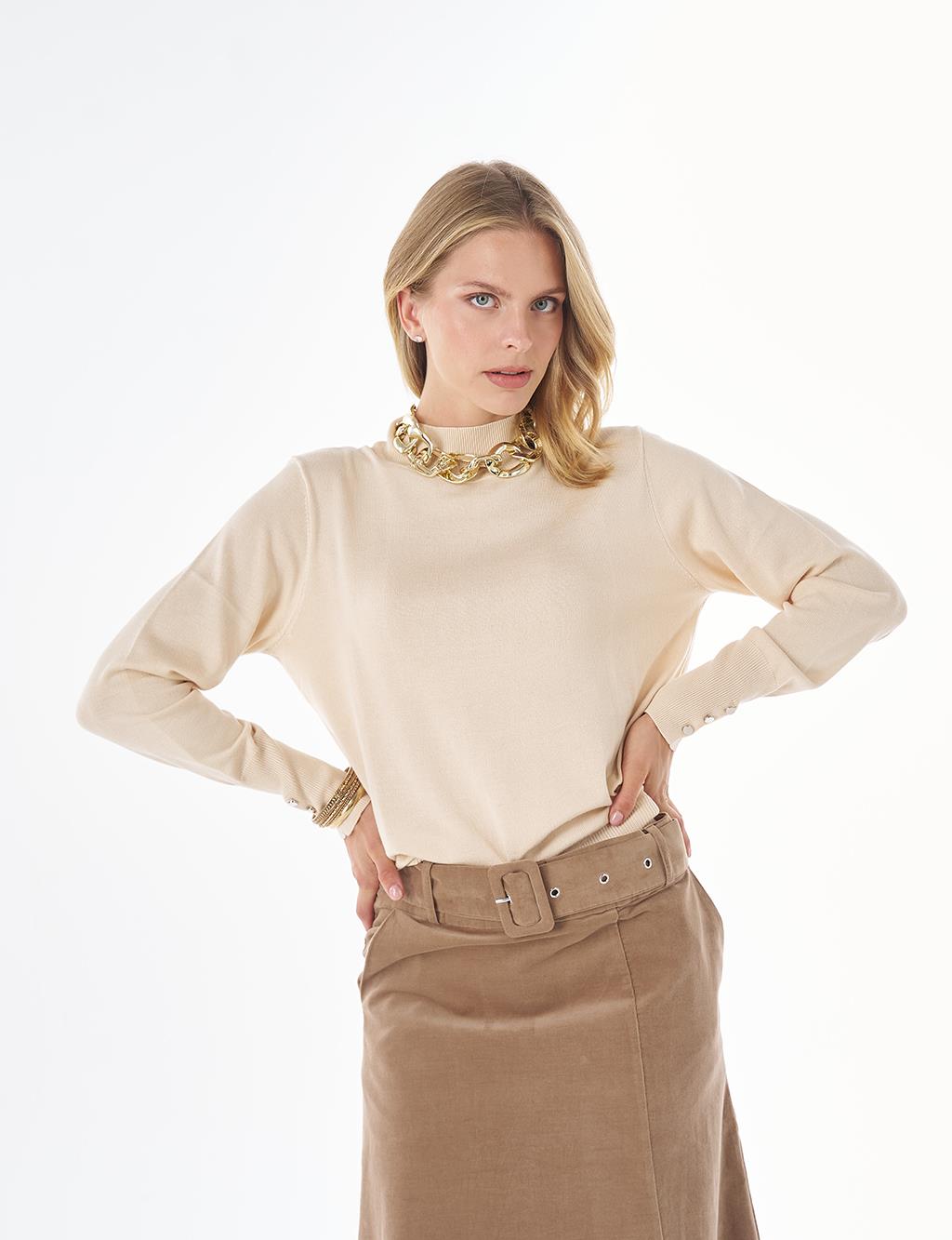 Basic Viscose Knit Sweater Stone 