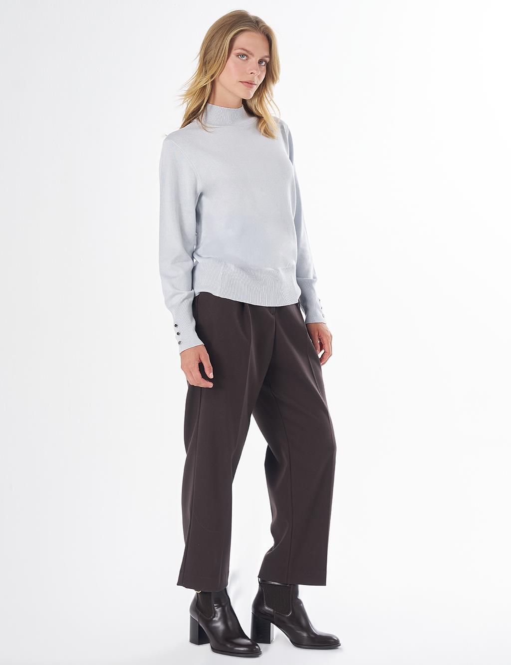 Basic Viscose Knit Sweater Light Blue