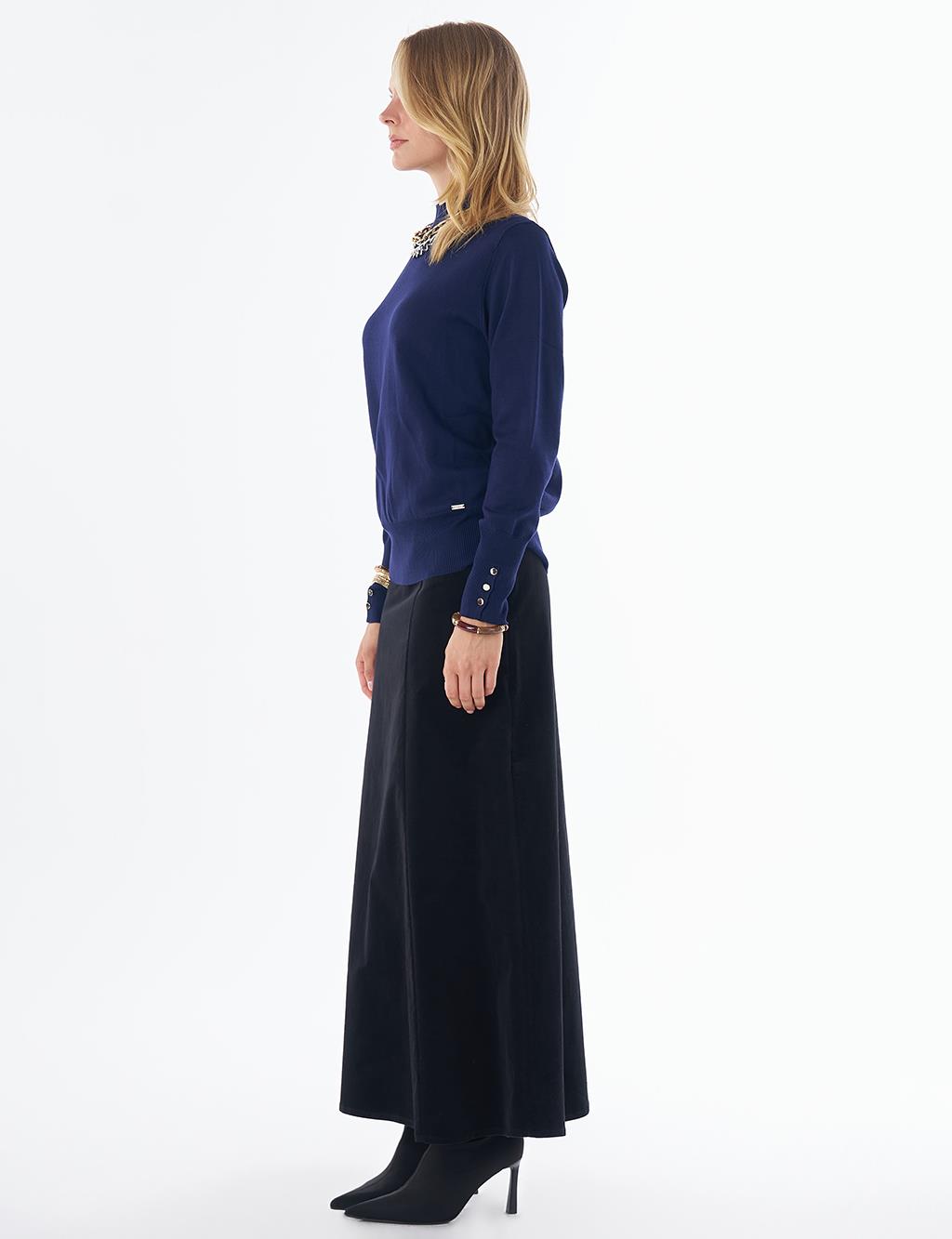 Basic Viscose Knit Sweater Navy 