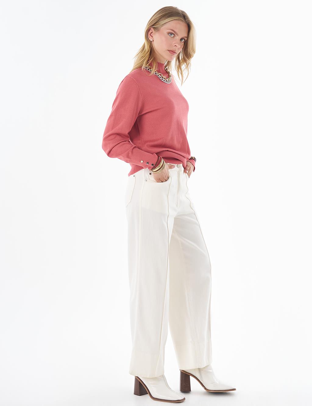 Basic Viscose Knit Sweater Dusty Rose 