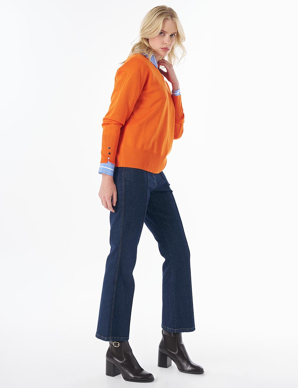 Basic Viscose Knit Sweater Orange