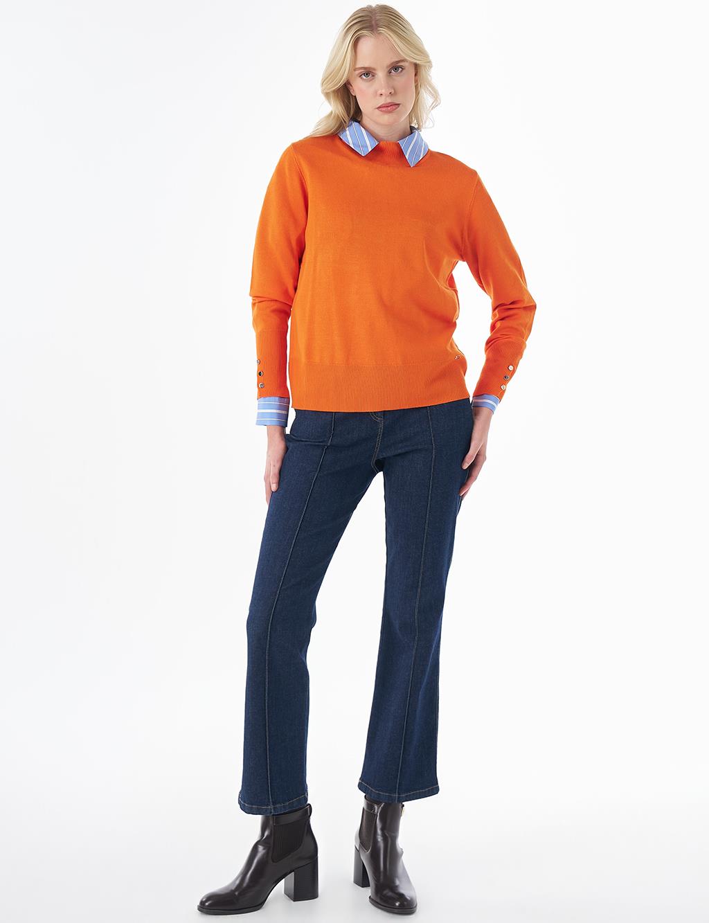 Basic Viscose Knit Sweater Orange