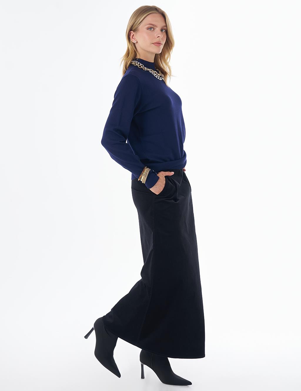 Basic Viscose Knit Sweater Navy 