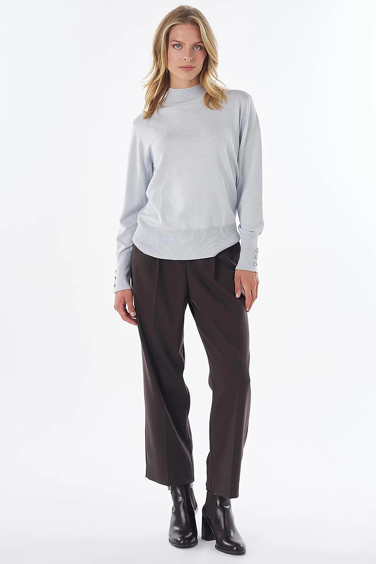 Basic Viscose Knit Sweater Light Blue