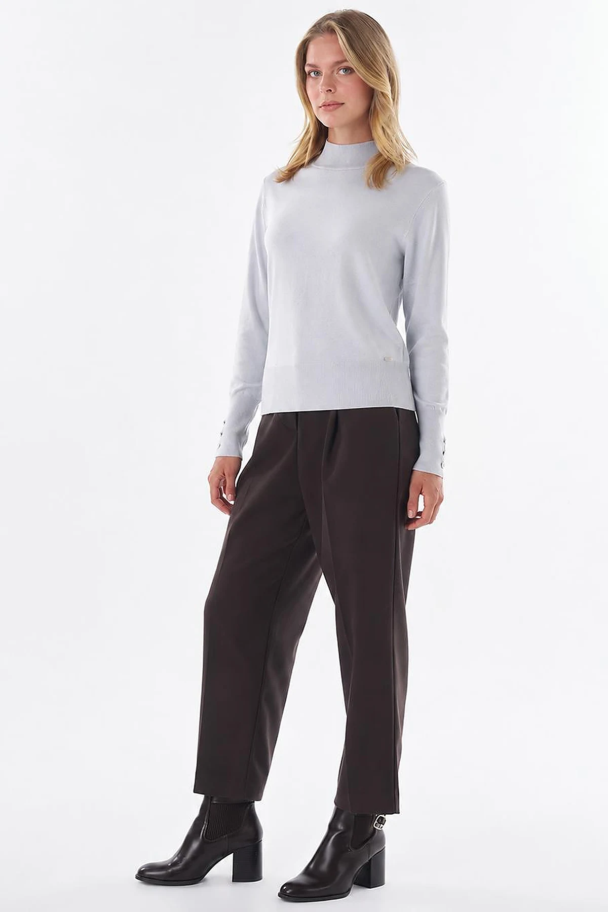 Basic Viscose Knit Sweater Light Blue