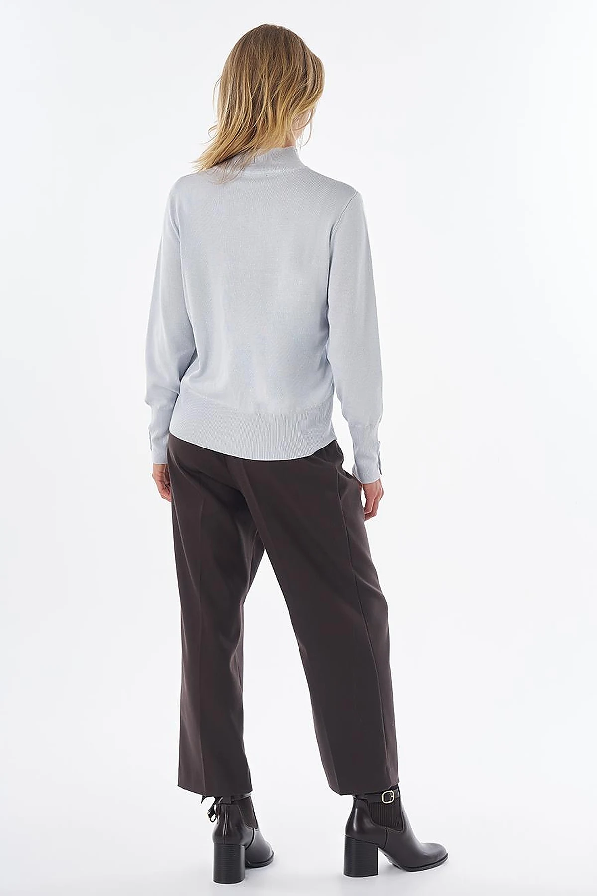 Basic Viscose Knit Sweater Light Blue