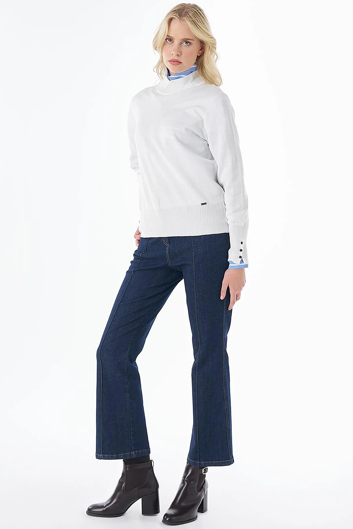 Basic Viscose Knit Sweater Ecru 
