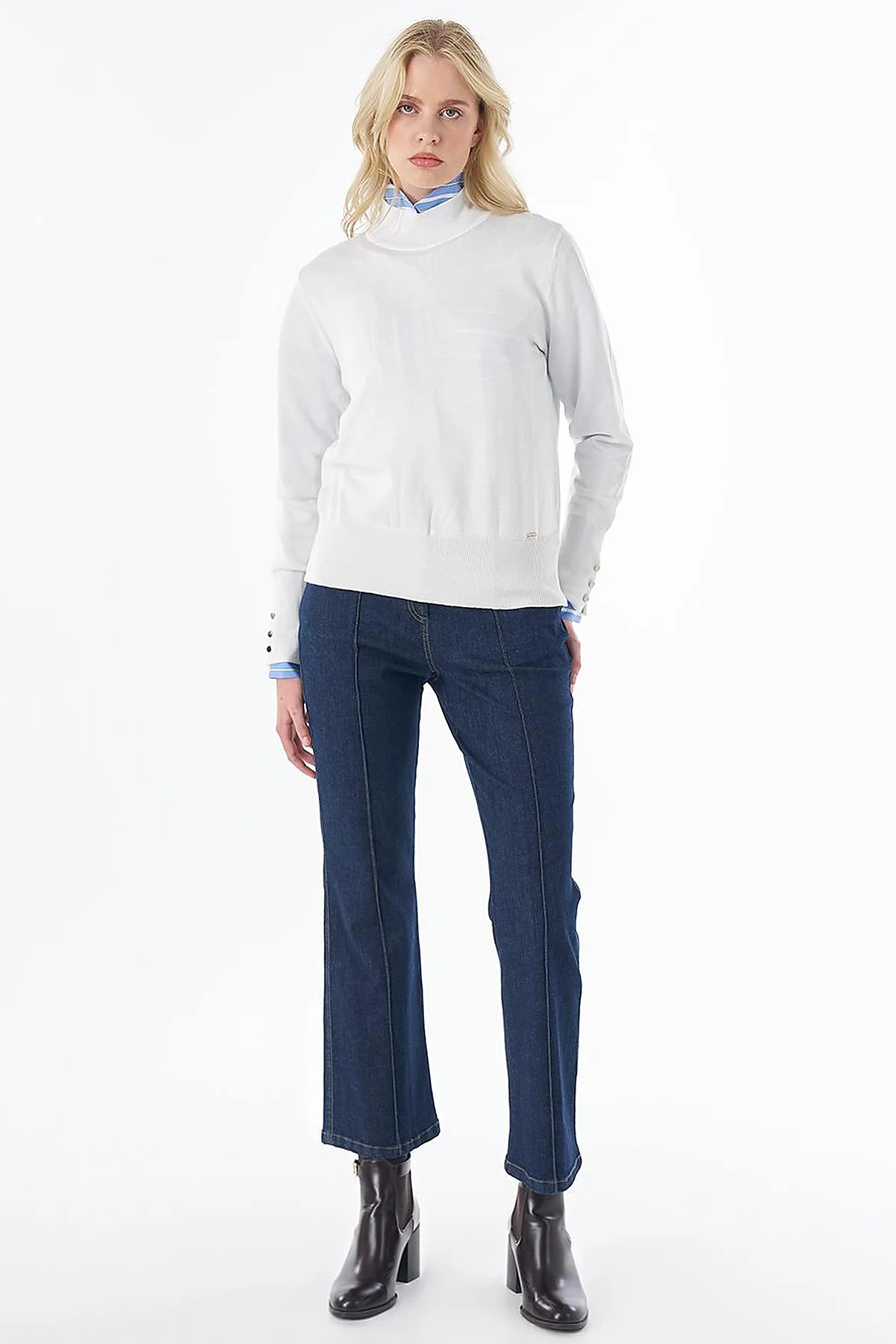 Basic Viscose Knit Sweater Ecru 