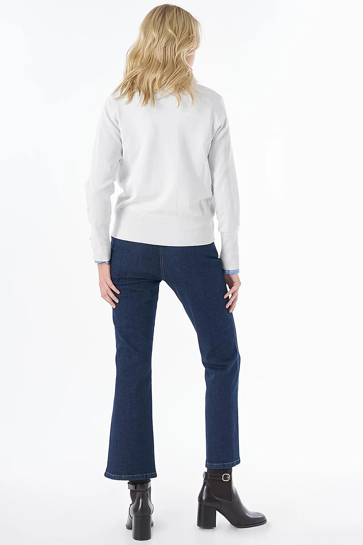 Basic Viscose Knit Sweater Ecru 