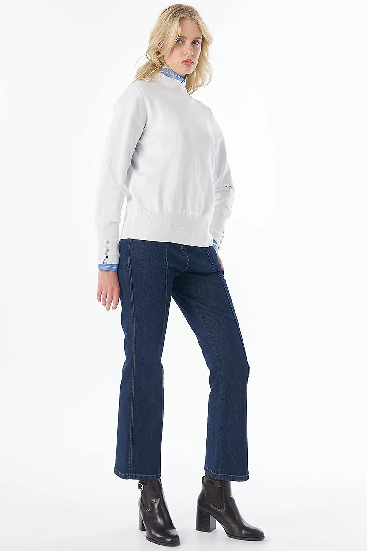 Basic Viscose Knit Sweater Ecru 
