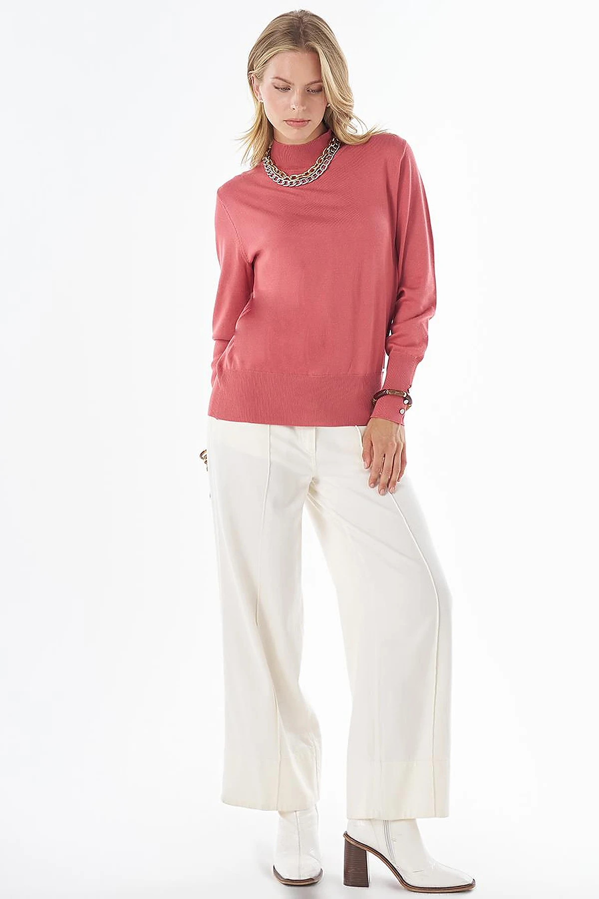 Basic Viscose Knit Sweater Dusty Rose 
