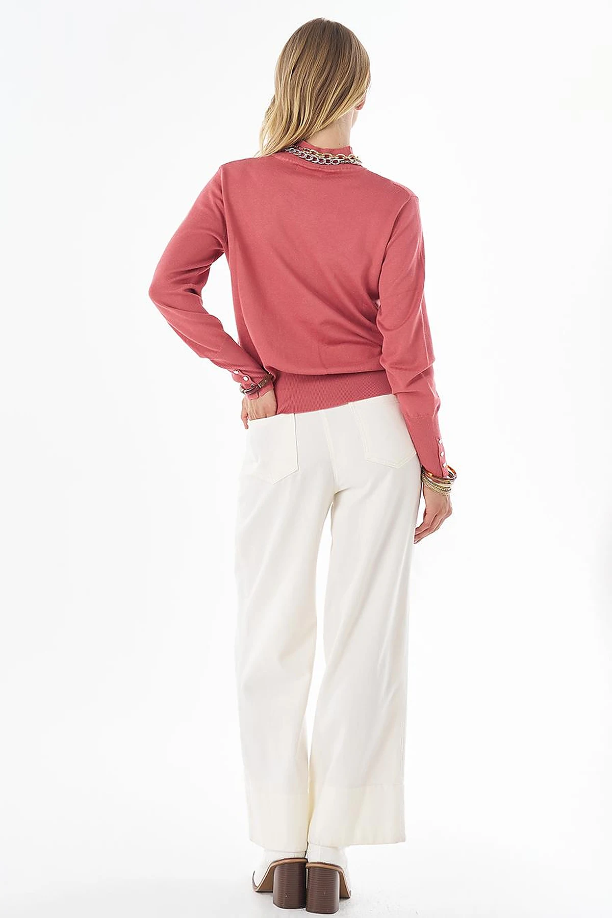 Basic Viscose Knit Sweater Dusty Rose 