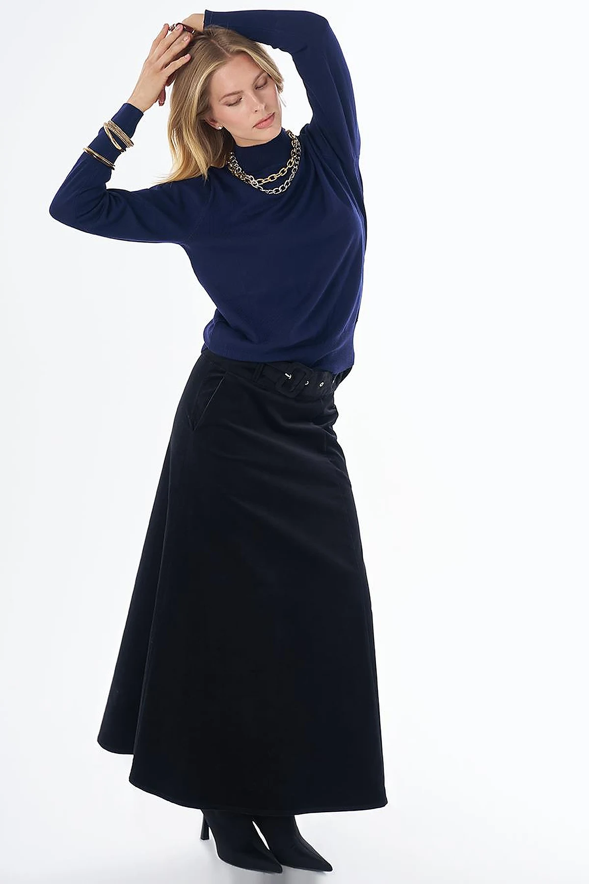 Basic Viscose Knit Sweater Navy 