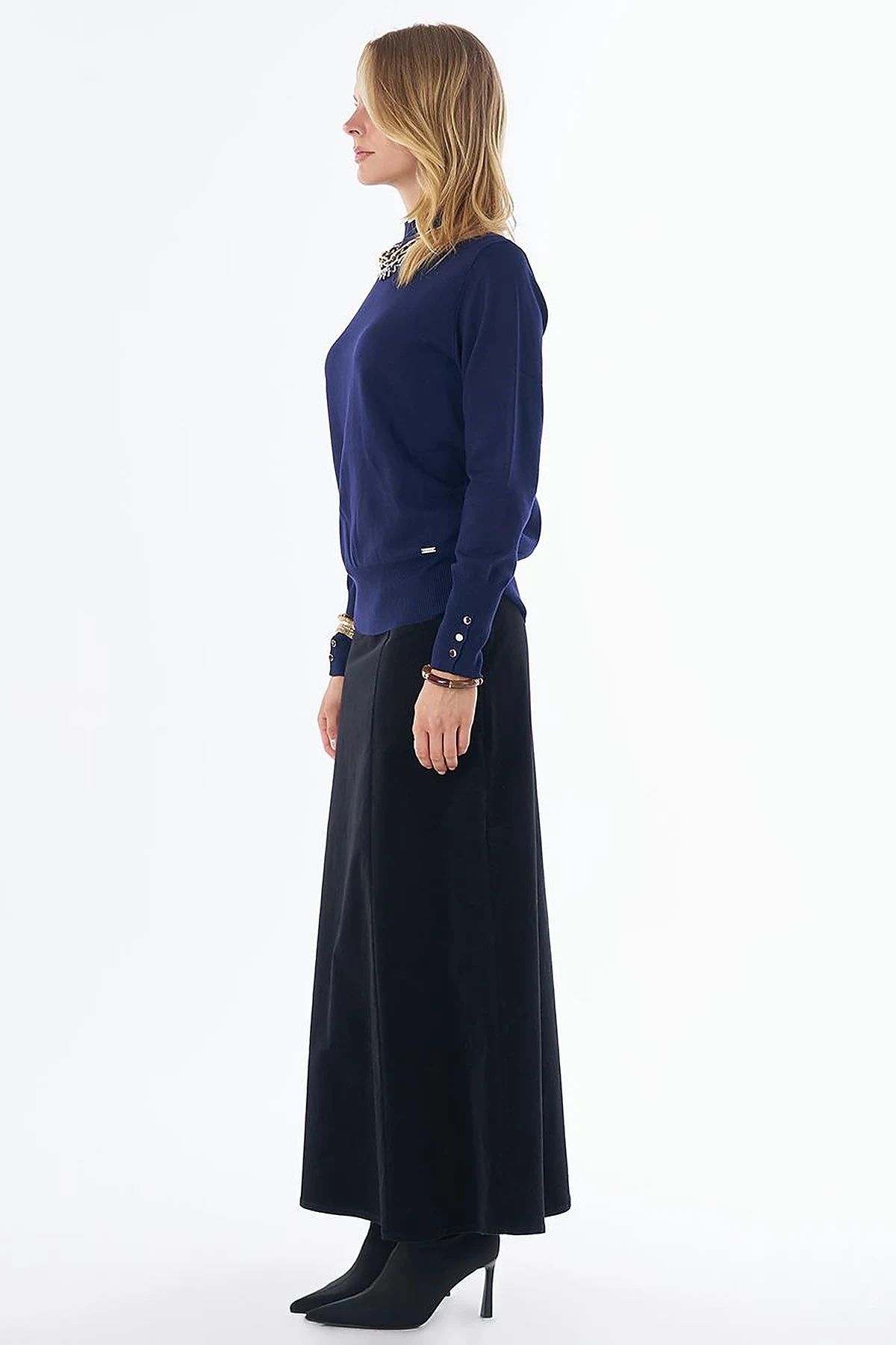 Basic Viscose Knit Sweater Navy 