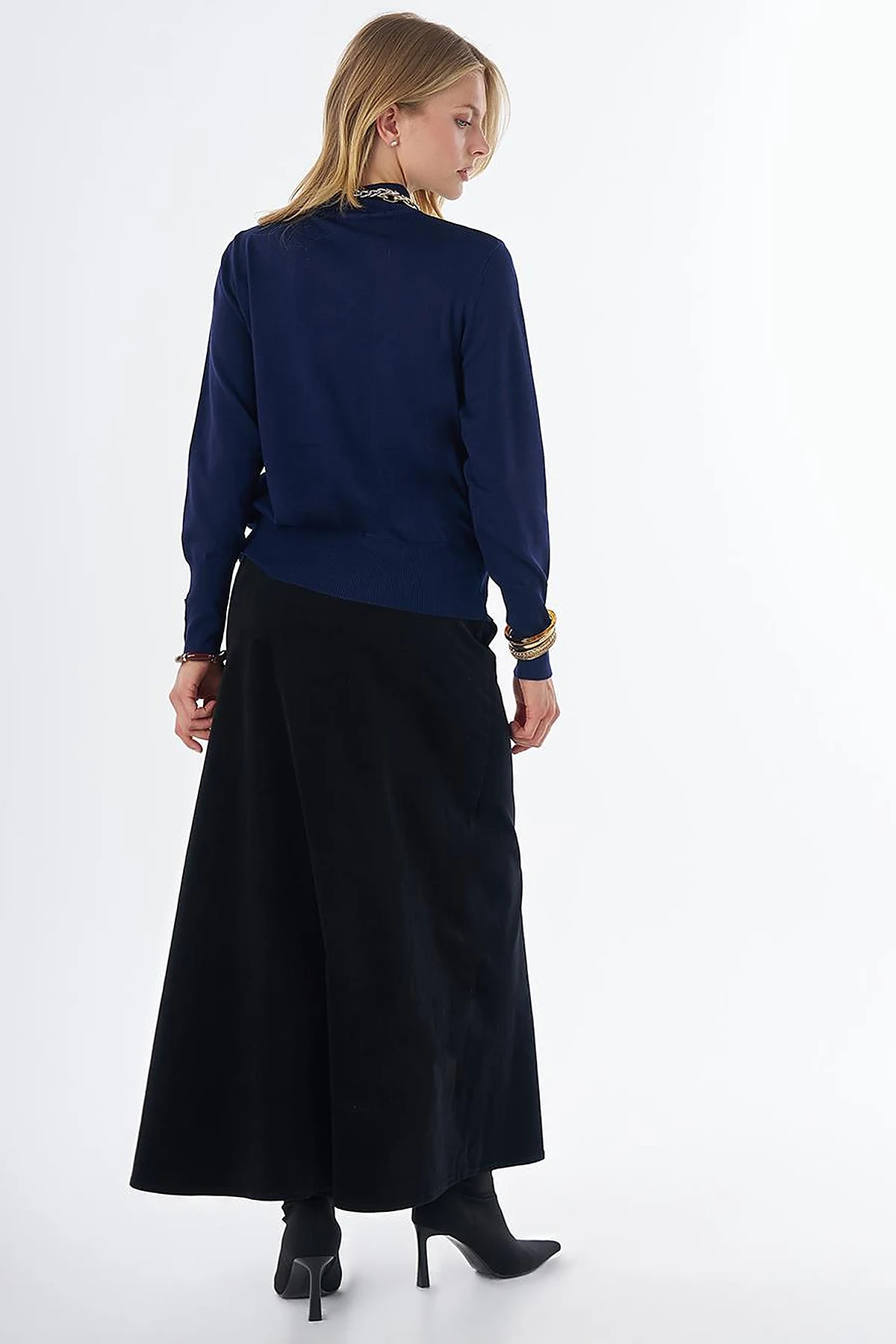 Basic Viscose Knit Sweater Navy 