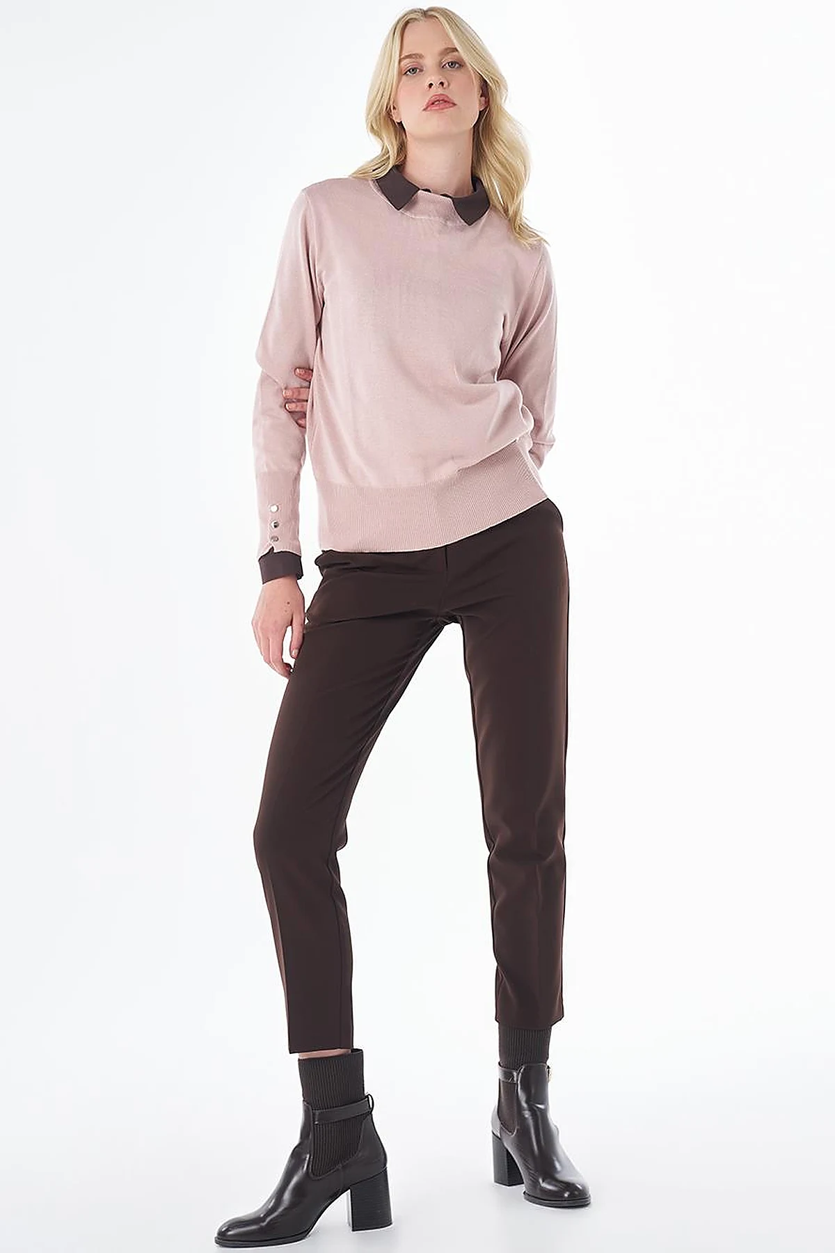 Basic Viscose Knit Sweater Powder