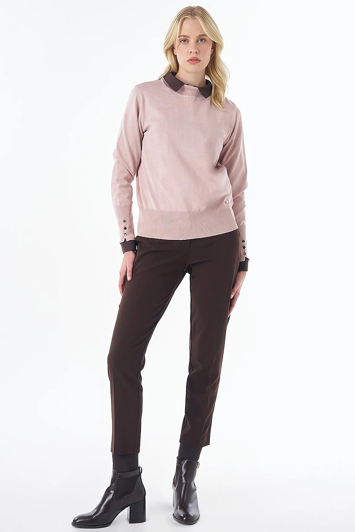 Basic Viscose Knit Sweater Powder